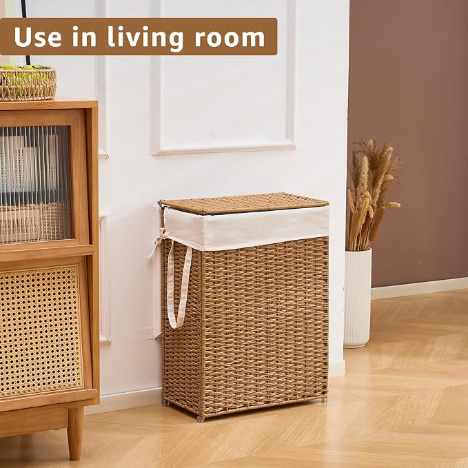Slim Wicker Laundry Hamper - Image 6