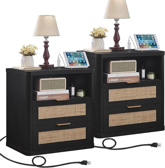 LEYAOYAO Rattan Nightstands Set of 2 by LEYAOYAO-Findtheshiningpointofyourideallife%EF%BC%81