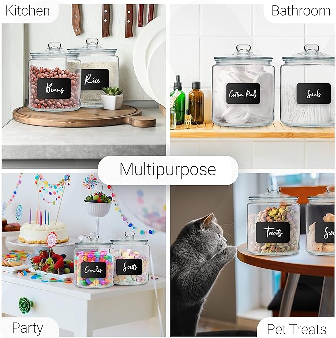 1 Gallon Glass Cookie Jars + Labels & Marker - Image 4