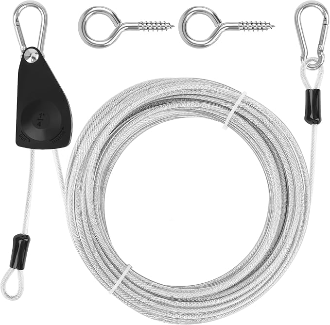 40 FT Clothes Line Outdoors, Anglecai 3/16" Retractable Wire Clothes Ropes PVC by Anglecai