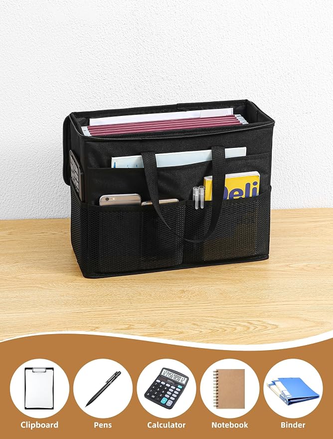Qozary 2 Pack File Folder Organizer Box-Hanging File Tote Bag - Image 5