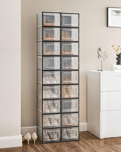 SONGMICS Shoe Boxes, Stackable Clear Plastic Boxes - Image 7