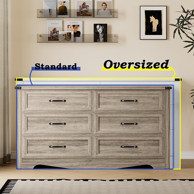 6-Drawer Dresser for Bedroom, Modern Wooden Chest of Drawers - Image 7