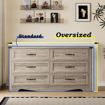 6-Drawer Dresser for Bedroom, Modern Wooden Chest of Drawers - Image 7