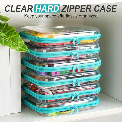 Sanwuta 6 Pcs Clear Hard Zipper Case Pencil Pouches Hard Plastic Zipper Pouches - Image 4