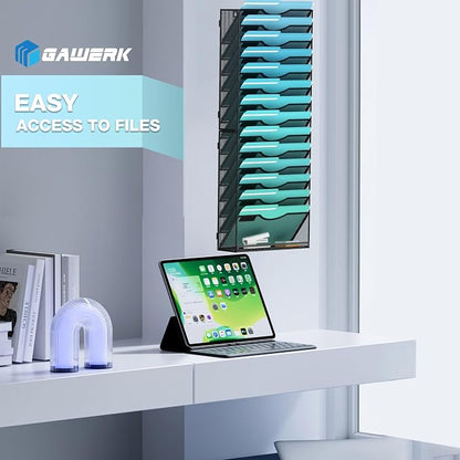 15-Tier Wall File Organizer Hanging Wall File Holder Wall Mount Paper Folder - Image 6