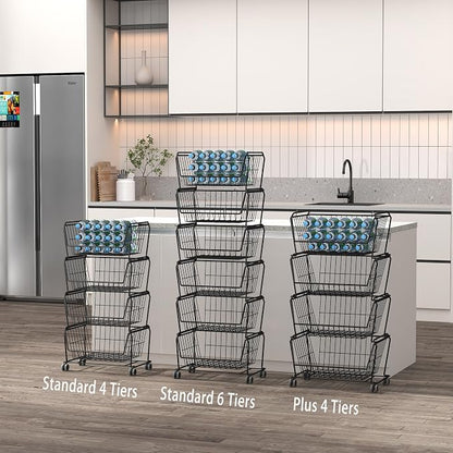 PUSDON Stackable Metal Storage Carts, Dual Use Shelf - Image 9