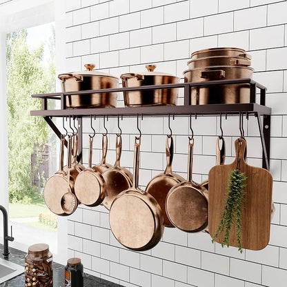 KES 30-Inch Oiled Bronze Pot Rack, Wall Mounted Hanging Pot and Pan Organizer by KES