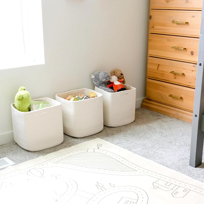 NaturalCozy 13 Inch Cube Storage Bins Cotton Rope Woven Baskets - Image 5