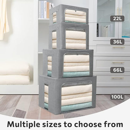 FHSQX Extra Large Clothes Storage Bins Foldable Metal Frame Storage Box - Image 7