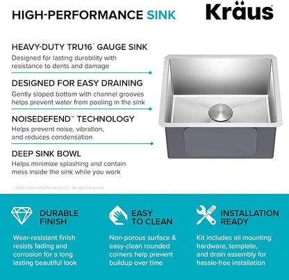 Kraus KHU101-21 Standart PRO 16 Gauge Undermount Single Bowl Set, 21 Inch - Image 12