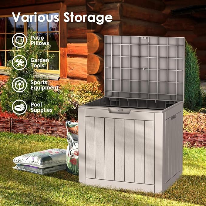 35 Gallon Resin Deck Box, Waterproof Outdoor Storage Box - Image 7