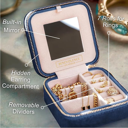 Benevolence LA Plush Velvet Jewelry Box | Travel Jewelry Case Organizer - Image 3