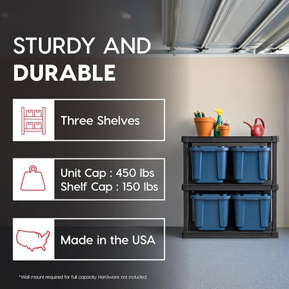 IRIS USA 3-Shelf Heavy Duty Plastic Storage Shelves, 450lb Capacity, Large - Image 4