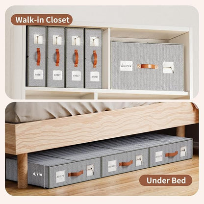 4 Pack Bed Sheet Storage Organizers- Premium Fabric Closet Organizer - Image 3