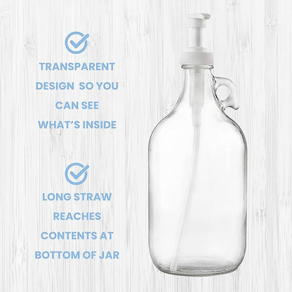 kitchentoolz Half Gallon Glass Pump Dispenser Bottle, Large Jug - Image 3