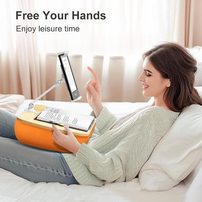 Cozy Kindle Pillow Stand with 360° Adjustable Tablet Holder, Wooden Panel - Image 8