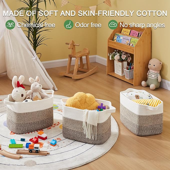 OIAHOMY Woven Storage Basket, Cotton Rope Baskets - Image 4