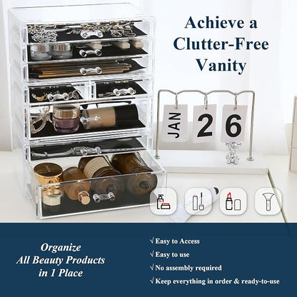 Sea Team 3-Tier Stackable Clear Makeup Organizer - Image 3