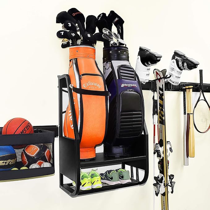 WALMANN Wall Mount Golf Bag Organizer Extra Large 2 Golf Bags Stand Golfing - Image 3