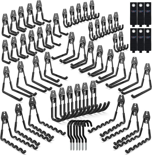 3-H Garage Wall Hooks 60 Pack, Heavy Duty Garage Hooks by 3-H