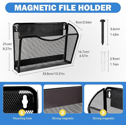 2-Pack Magnetic File Holder-File Folder Organizer, No Drilling Paper Document - Image 4