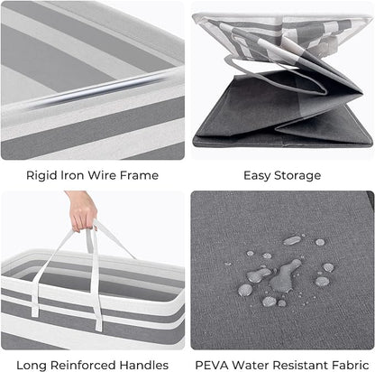 HomeHacks 2 Pack Large Laundry Baskets, Waterproof, Freestanding Laundry Hampers - Image 2