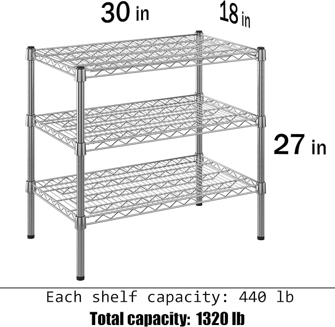 18" Deep x 30" Wide x 27" Height Wire Shelving Kit | 3-Tier | NSF Commercial - Image 3