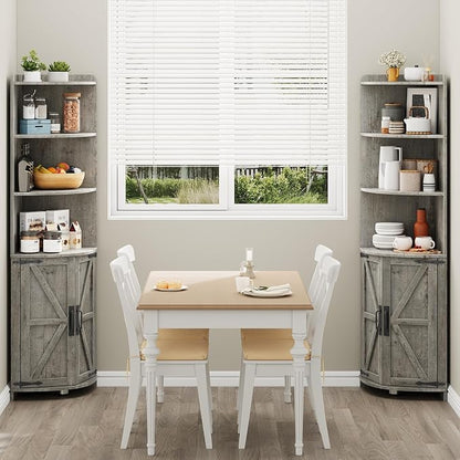 Vabches Tall Corner Cabinet, Farmhouse Corner Storage Shelf - Image 5
