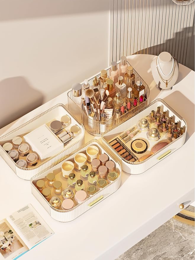 Makeup Organizer with Stackable Drawer, 360 Rotating Makeup Brush Holder - Image 8