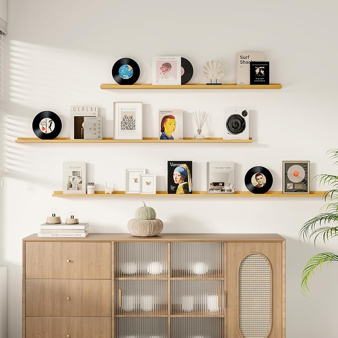 Floating Picture Ledge Shelves for Wall Set of 2, 55 Inches Picture Shelf - Image 2