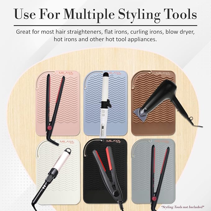 Vanity Accessories Heat Resistant Mat – Silicone Flat Iron & Curling Iron Holder - Image 8