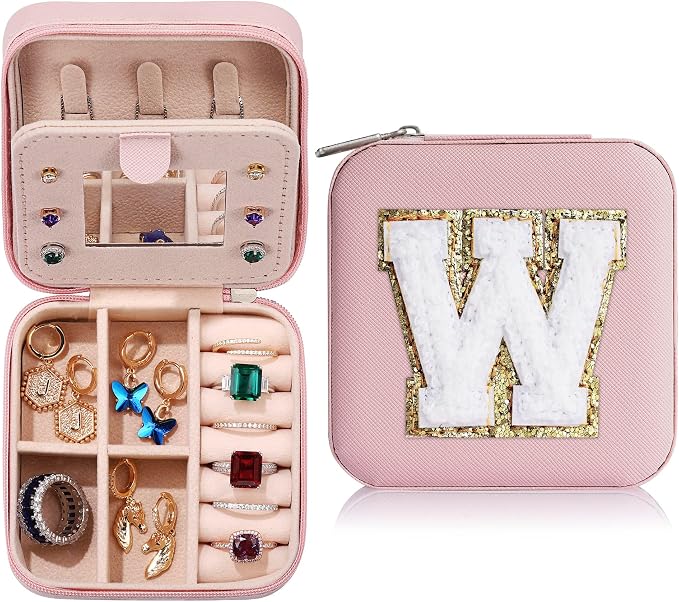 Parima X Initial Jewelry Case | Small Pink Travel Jewelry Box by PARIMA
