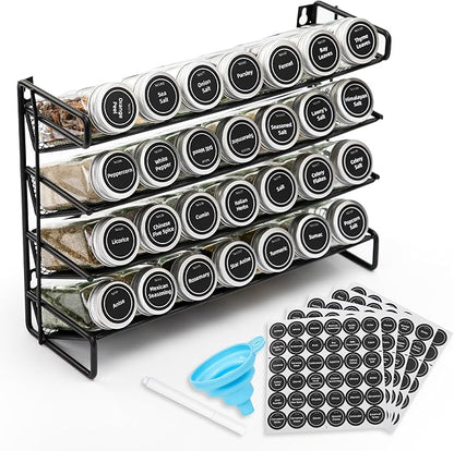 4-Tier Spice Rack Organizer Set – Wall Mounted or Countertop – Includes 28 by Unknown