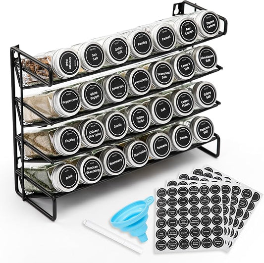 4-Tier Spice Rack Organizer Set – Wall Mounted or Countertop – Includes 28 by Unknown