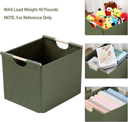 HOONEX Large Collapsible Storage Bins, Linen Fabric, Storage Baskets - Image 2