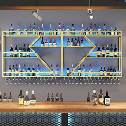78.7in Wine Rack Wall Mounted, Modern Wine Storage Rack Wall Mounted - Image 3