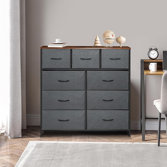 Dresser for Bedroom with 9 Drawers, Chest of Drawers, Storage Drawers Organizer - Image 6