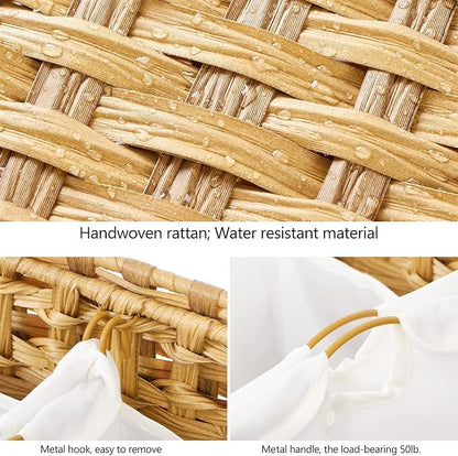 Laundry Hamper with 3 Removable Liner Bags; 132L Handwoven Rattan Laundry - Image 6