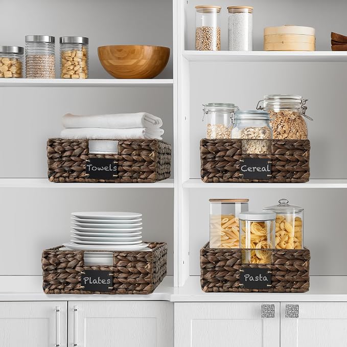 Casafield Set of 4 Water Hyacinth Pantry Baskets, 12-1/2" x 17" x 5", - Image 2