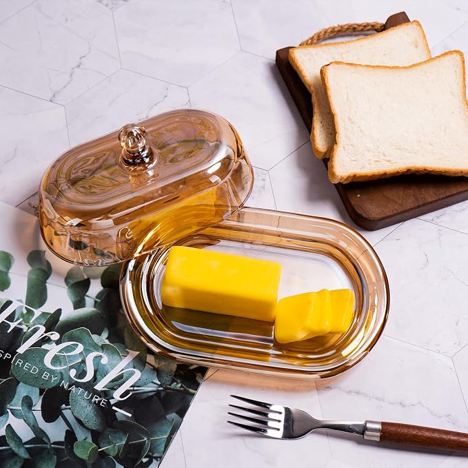 7.5" Glass Butter Dish with Lid - Image 7