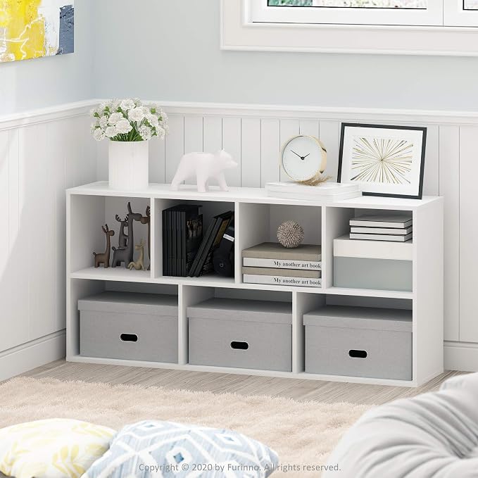 Furinno LUDER Book Shelf, 7-Cube Bookshelf, 9.4 x 19.5 x 41.7, - Image 2