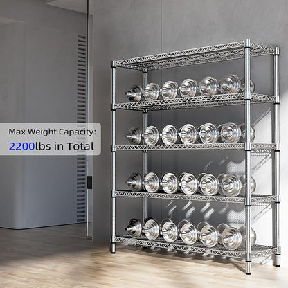 2200 Lbs 5 Tier Storage Rack Metal Wire Shelving Unit, Storage Standing Shelf - Image 6