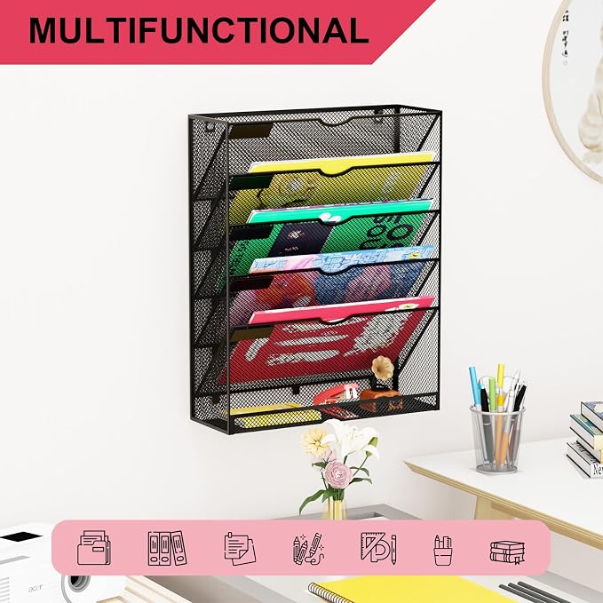 6-Tier Hanging File Organizer Office Cubicle Accessories - Image 7