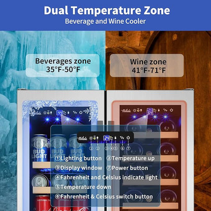 24 Inch Wine and Beverage Refrigerator, Dual Zone Wine Beverage Cooler - Image 2