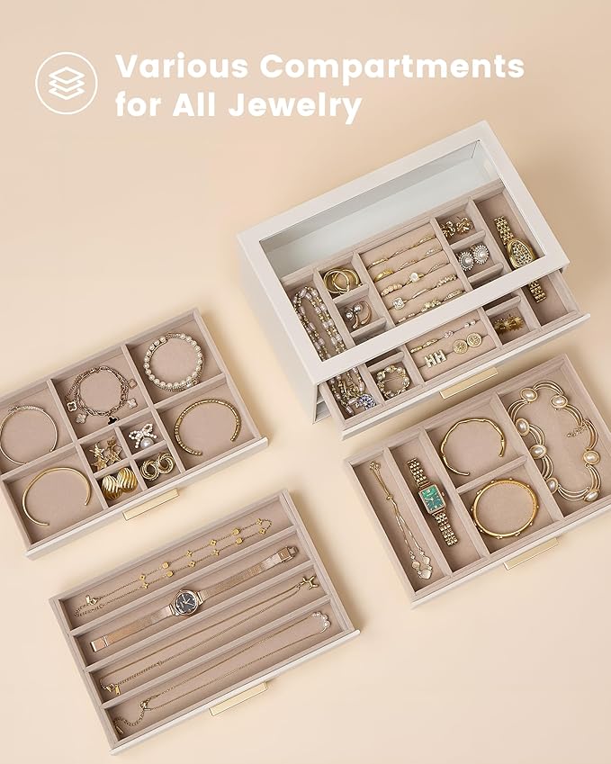 Lolalet Jewelry Box Organizer, 4-Layer Jewelry Organizers and Storage Case - Image 3