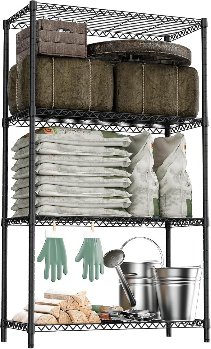 Standing Shelf Units Wire Rust-Proof Outdoor Storage Shelving 4-Tier Utility by MEIGAOPLASTICANDMETALHKCOLIMITED