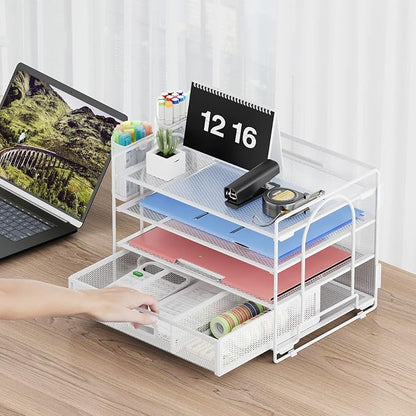 Marbrasse Desk Organizer and Accessories4-Tier Paper File Letter Tray - Image 4