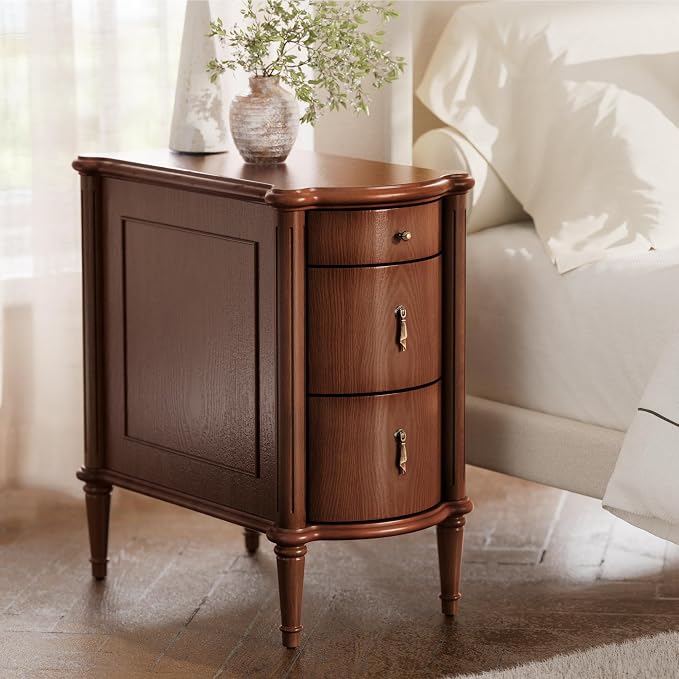 STO'SENSE Nightstand w/Charging Station & 3 Drawers, Pre-Assembled, Vintage by Unknown