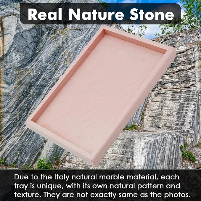 Real Natural Marble Tray for Bathroom, Kitchen and Desktop, Rectangle Genuine - Image 3